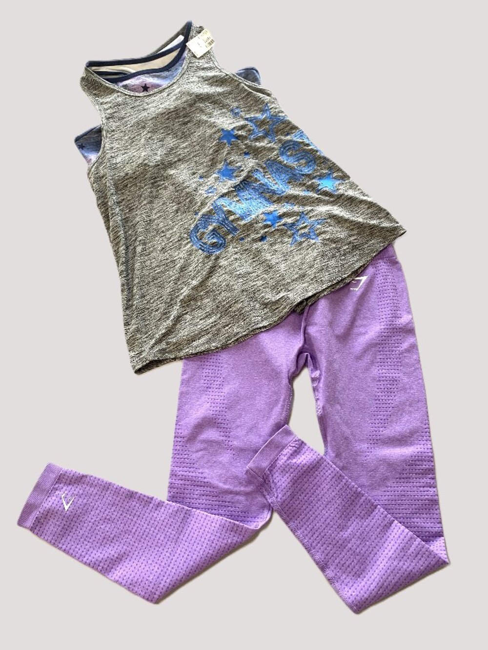 New Justice Tank Top/Bra Size Youth 18/20 & Gymshark Purple Leggings Size M